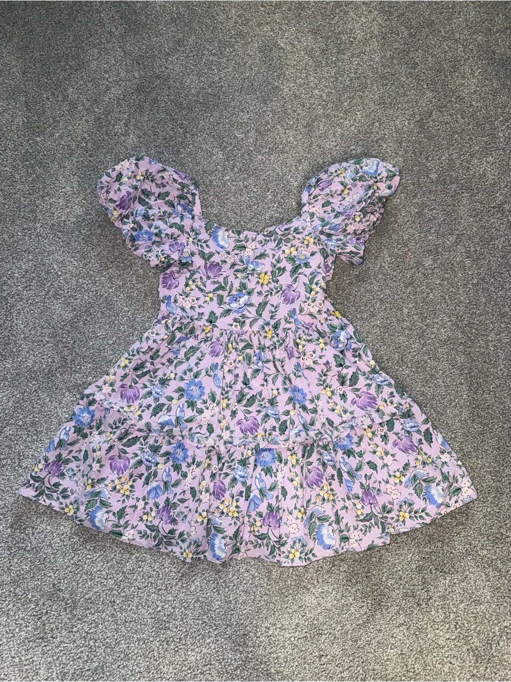 Janie and Jack Lilac Floral Puff-Sleeve Dress